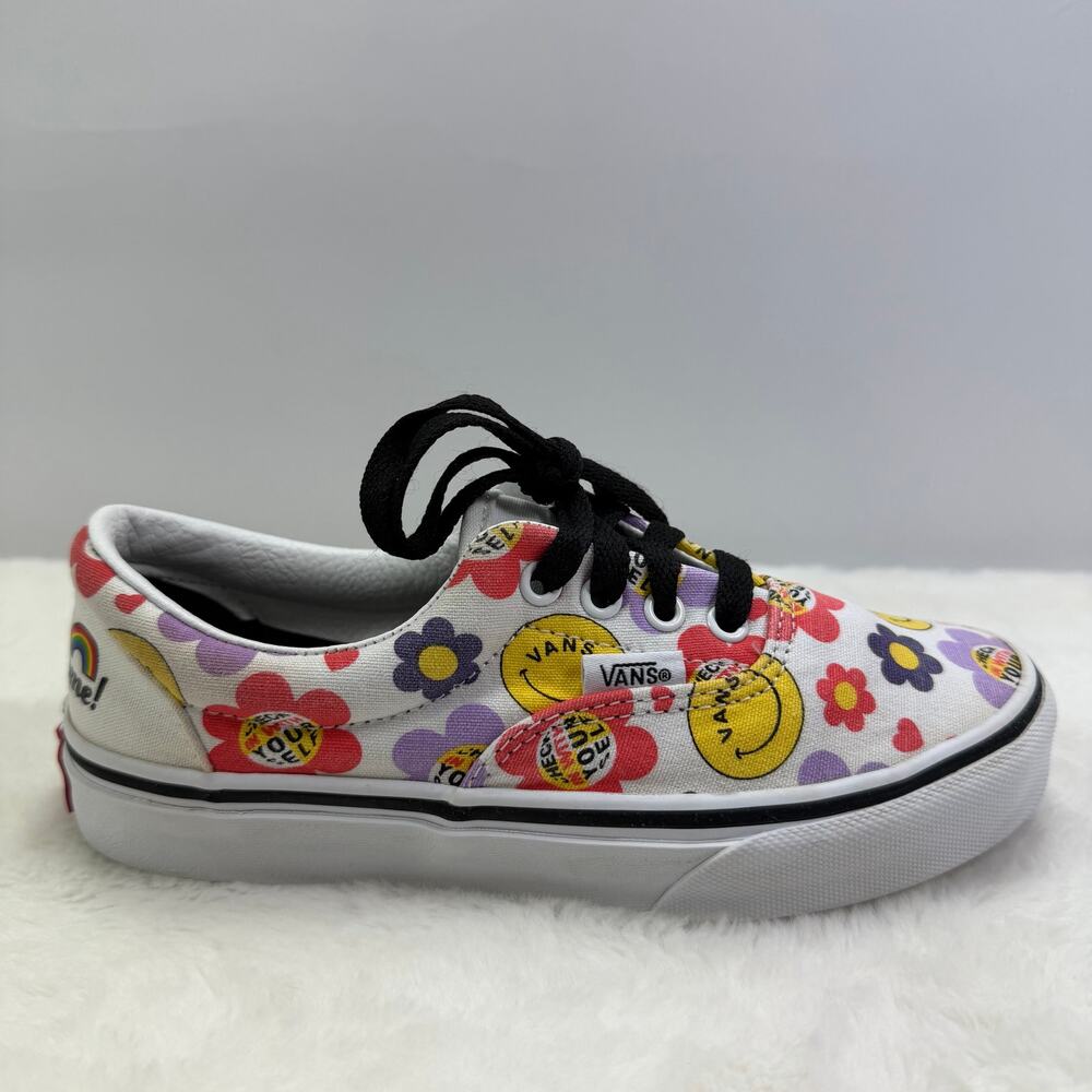 Vans Era Radically Happy Kids Skate Shoes True White Canvas Size 2